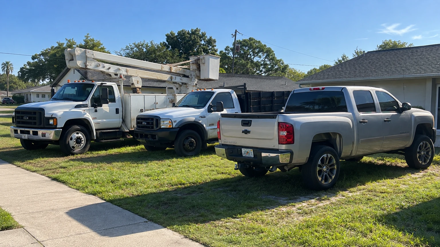 Tree-service vehicles and bucket truck
